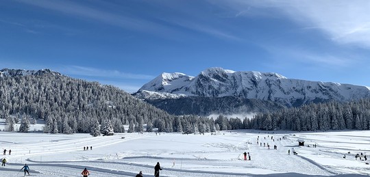 pistes et skieurs de fond plateau de l'Arcelle Chamrousse
