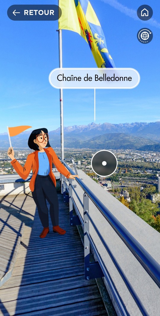 Capture d'écran de l'application archistoire sur laquelle se trouve une vue à 360° depuis le belvédère Vauban à la Bastille.