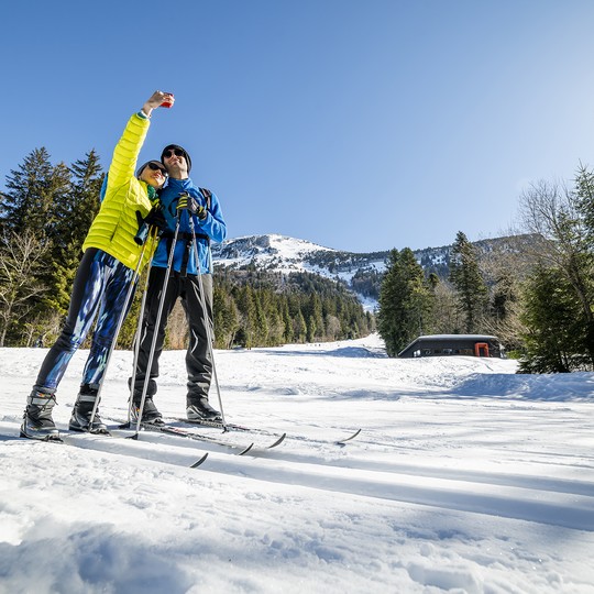 Chartreuse Col de Porte couple selfie ski nordique